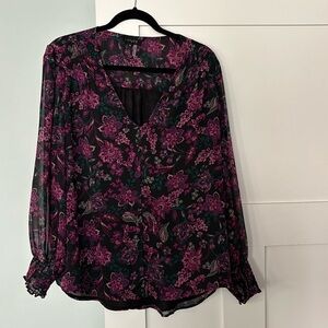 Flowing Floral Blouse, sheer sleeves
